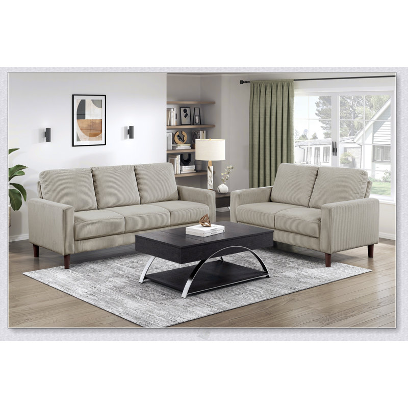 Causeuse rembourrée en velours côtelé de style moderne avec coussins confortables et structure en bois massif pour le salon