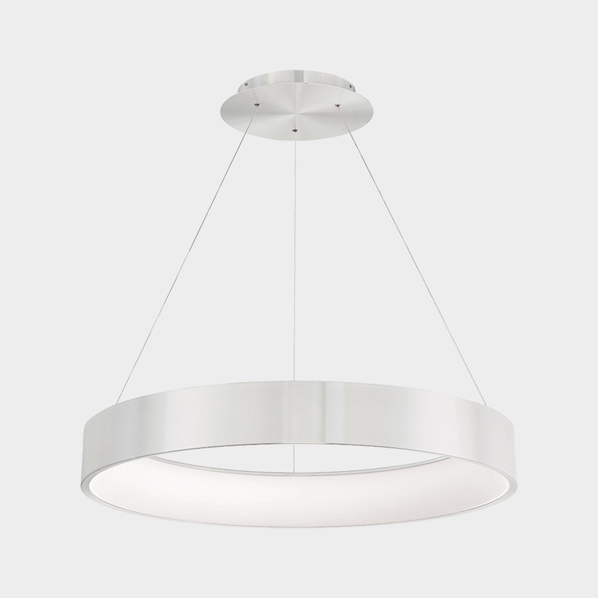 Romain Single Light Acrylic Dimmable LED Pendant, Brushed Aluminum, 4" H x 32" W x 32" D