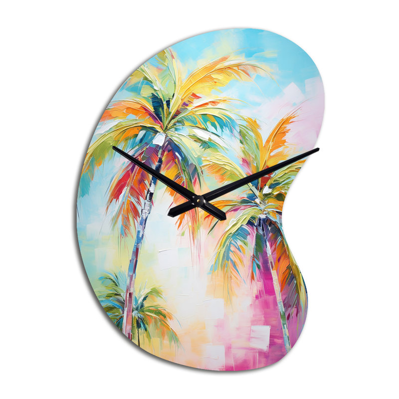 Horloge murale Popart Palm Trees III, Grand