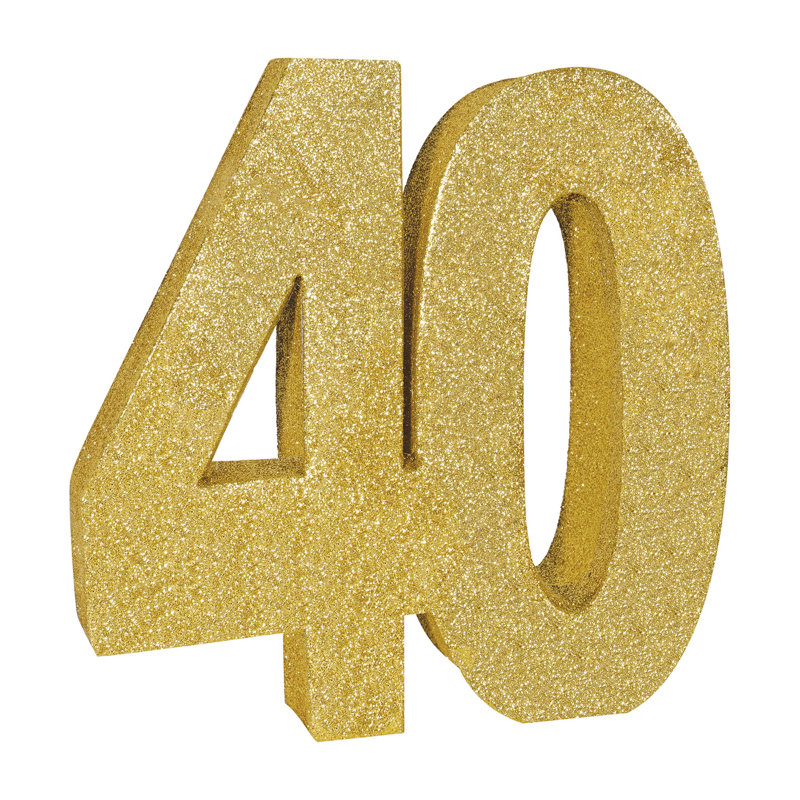 Gold Glittered 3-D Milestone 40th Birthday Centerpiece