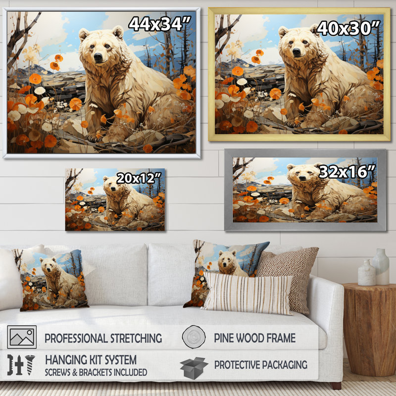Ours majestueux, pastorale II - animaux, impressions sur toile, H 24 po x l 32 po x P 1 po, Toile tendue