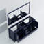 Meuble-lavabo double bleu marine 72 po W - 22 P 6 tiroirs, 2 armoires intérieures et 28 miroirs à tablette ouverte entièrement assemblés et X armoires, tiroirs pour tracas - Installation-704782351