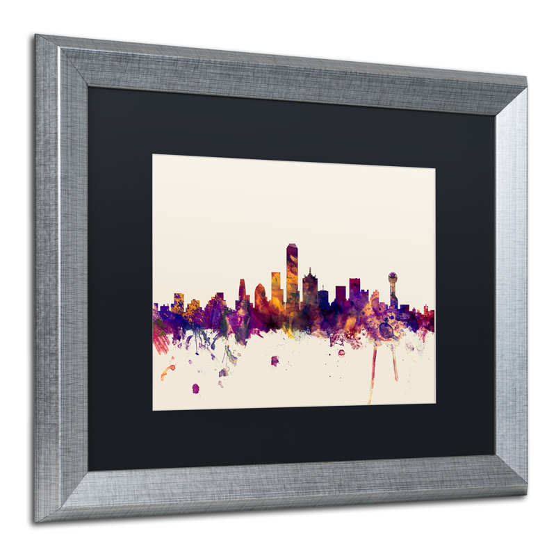 « dallas texas », impression encadrée, H 16 po x l 20 po x P 0,5 po, Noir