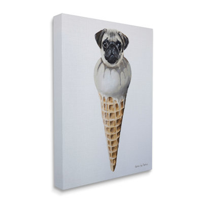 " Pug Ice Cream Cone Dessert Illustration " by Coco De Paris