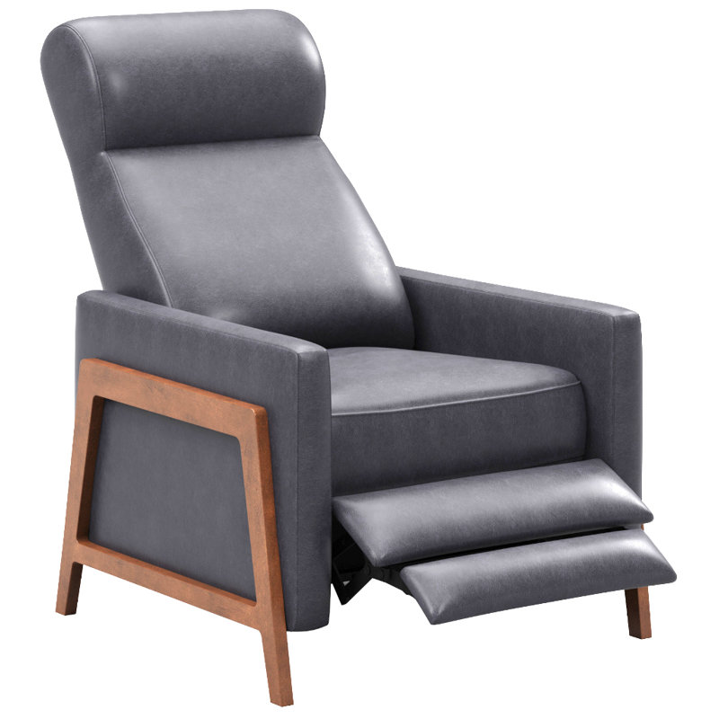 Lathan Recliner, Grey Leather Match