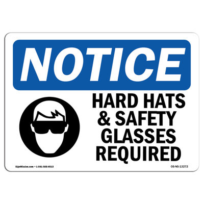 Hard Hats & Safety Glasses Required Sign