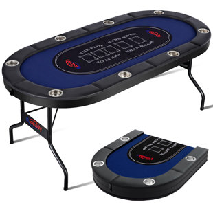 Rioloiuy 71'' 8-Player Foldable Poker Table with Padded Rails and Cup Holders