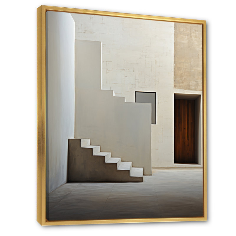«Minimalisme accentue la simplicité des escaliers I sur toile», H 32 po x l 16 po x P 1 po, Cadre flottant doré