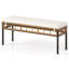 48” Wicker Patio Bench with Acacia Wood Seat Removable Padded Cushion for Garden