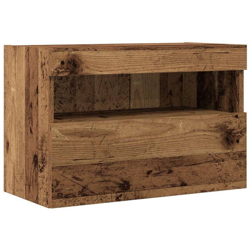 TV Wall Cabinet Engineered Wood 2 Shelving TV Stand, Old Wood