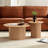 Set Of 2 Round Side Table And Coffee Table Circle Small Accent Table For Living Room Mid Century Circle Table Oak