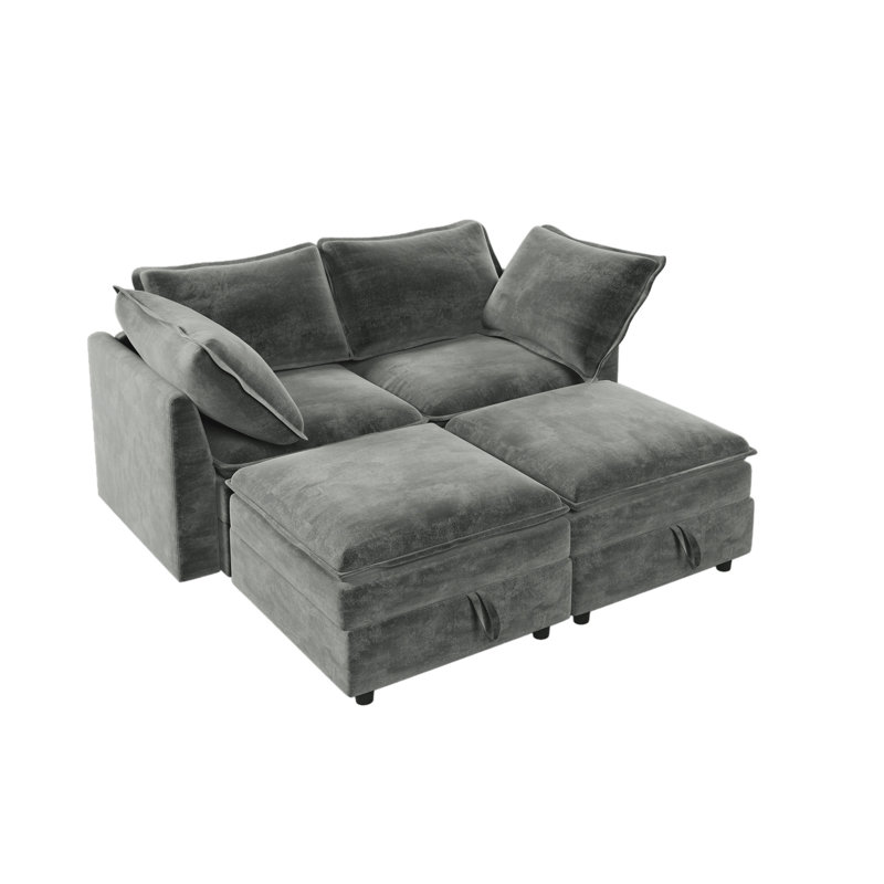 Canapé 4 pièces avec rangement Mirod, Gris