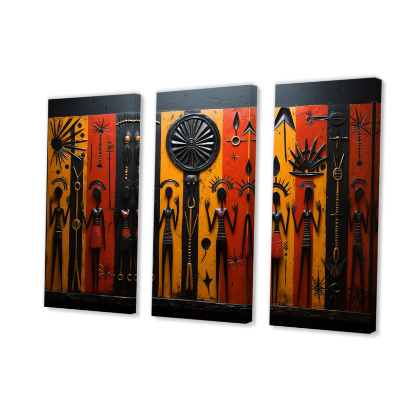 «African Tribal Rhythms X», reproduction sur toile 3 pièces, H 40 po x l 60 po x P 1 po