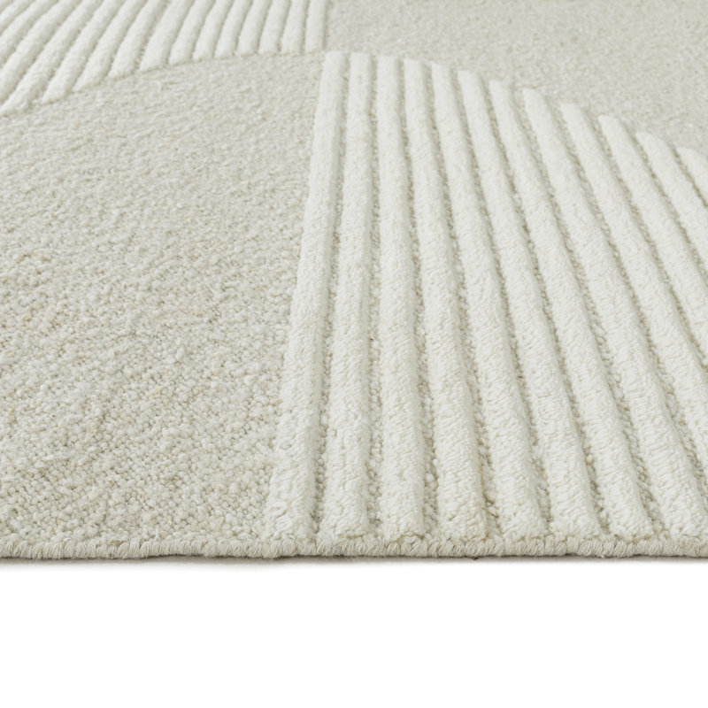 Rectangle Geometric Flatweave Wool/Cotton Area Rug in Ivory/Gray, Rectangle 7'6" x 9'6"