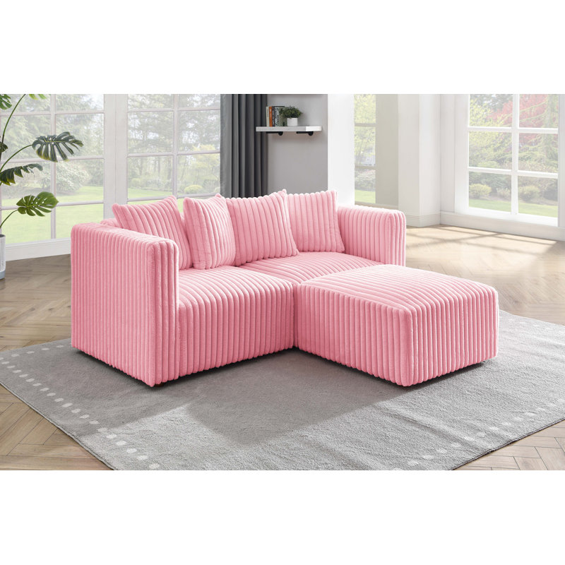 Canapé modulaire Drumnadrochit, Fausse fourrure rose