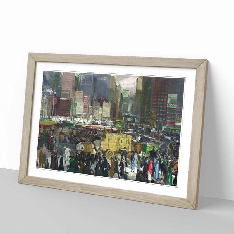 New York by George Bellows - Picture Frame Painting, 36cm H x 48cm W x 2cm D, Oak Framed