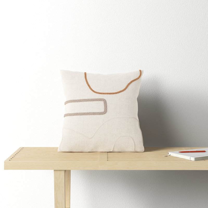 Cindy Embroidered Wool Pillow Cover, 18" x 18"