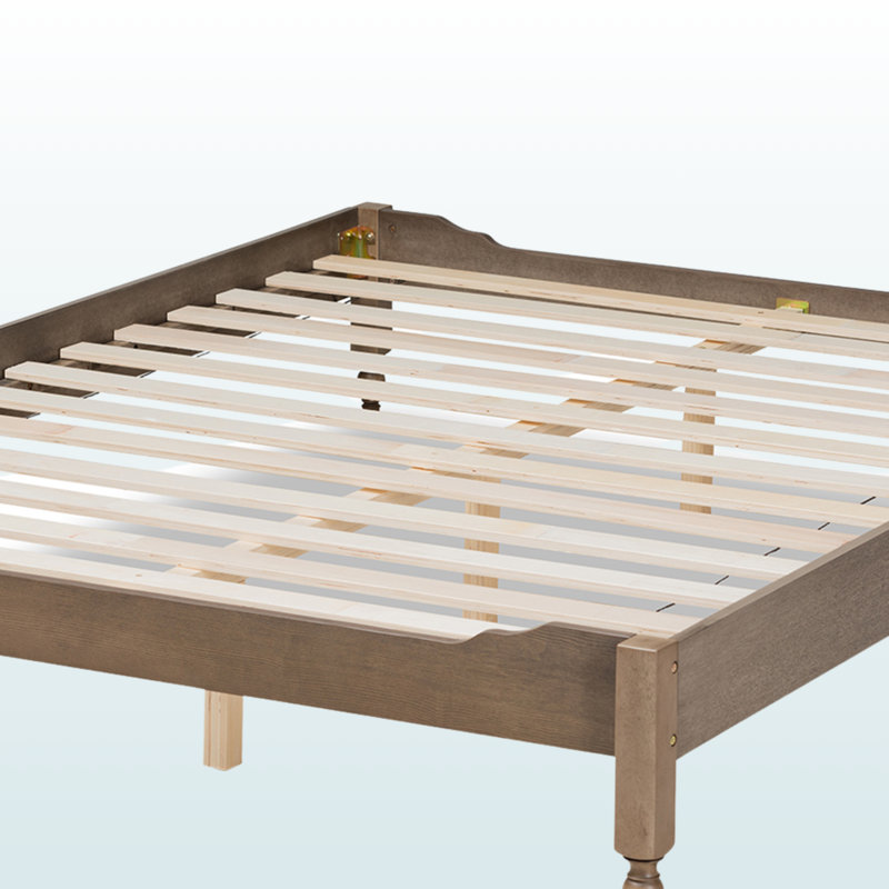 Ghena Queen Platform Bed Frame in French Bohemian, Gray 14.69'' H X 63.86'' W X 85.21'' L, Gray