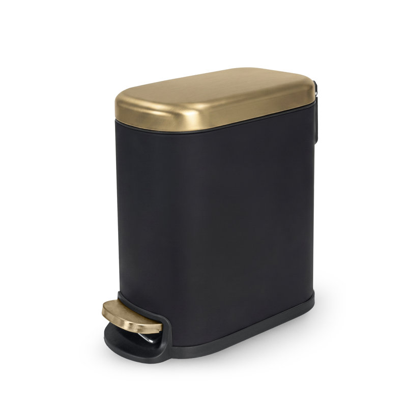 Poubelle à pédale rectangulaire mince 1,3 gallons avec couvercle à fermeture douce, seau intérieur amovible et pédale Acento Linea