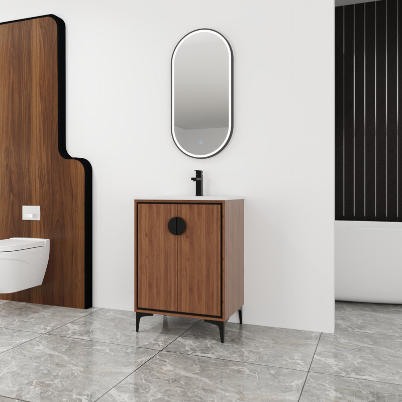 Ensemble de meuble-lavabo simple 24 po avec plateau en céramique Kelvis