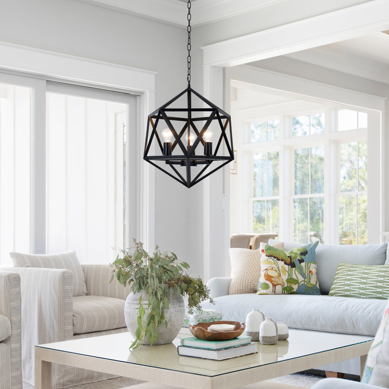 3-light Dimmable Geometric Chandelier