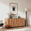 Buffet 60 po Mid-Century avec portes 3D, armoire de rangement pour cuisine avec 4 portes et 2 tablettes, meuble télé pour salon, chambre à coucher