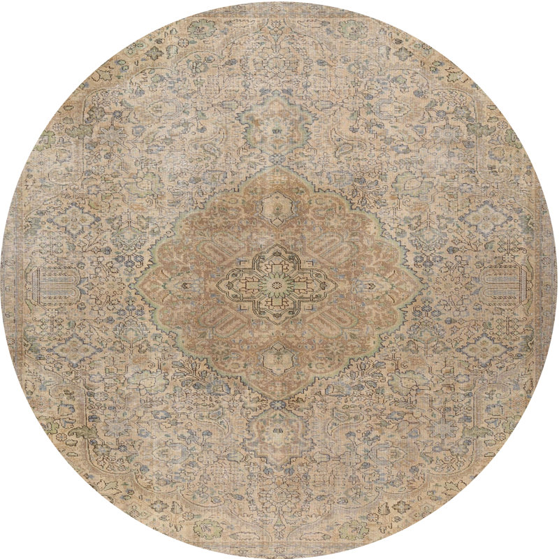 Tapis 100% traditionnel lavable à la machine 3226, Rond 6 pi
