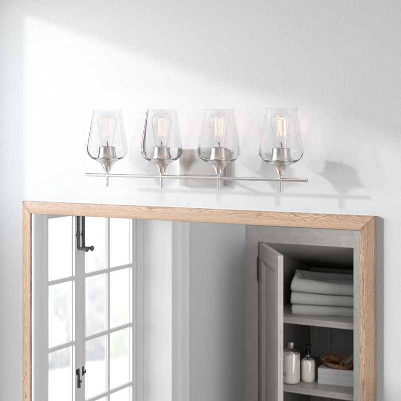 Éclairage pour meuble-lavabo à intensité variable Breena, Nickel satiné, Clear