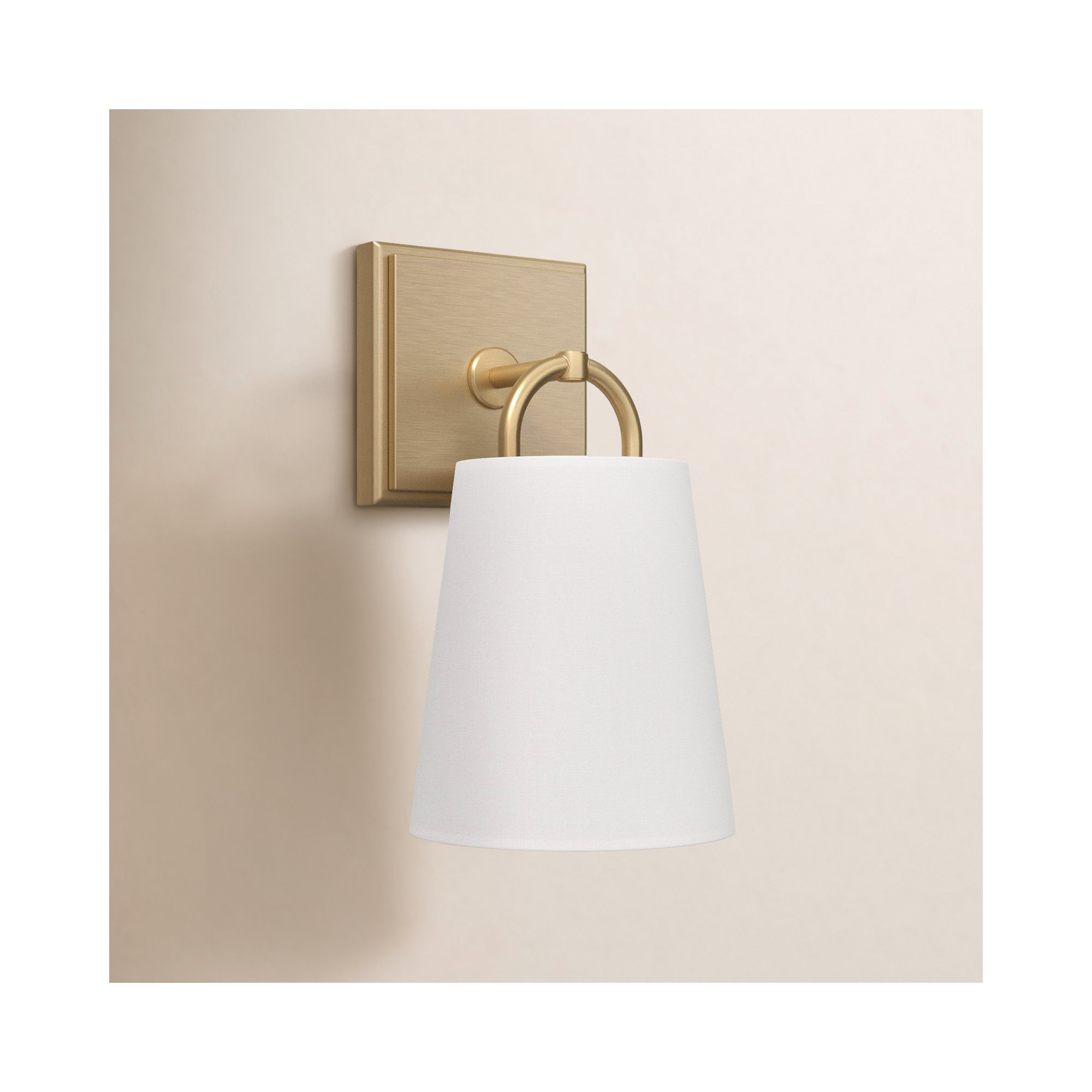 Single Light Steel Dimmable Armed Sconce, Aged Brass