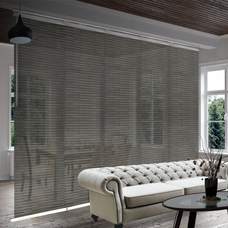 Dusky Filigiree Semi-Sheer Vertical Blind, Satin Nickel, 110"W x 116"L