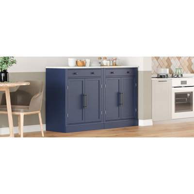 Garde-manger autoportant moderne, rangement pour aliments buffet, armoire à café avec tiroir, 2 tablettes réglables et 2 tablettes de porte pour la salle à manger, la cuisine, ensemble de 2
