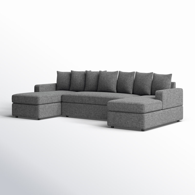 Bernat 3 - Piece Upholstered Sectional, Gray Linen Blend