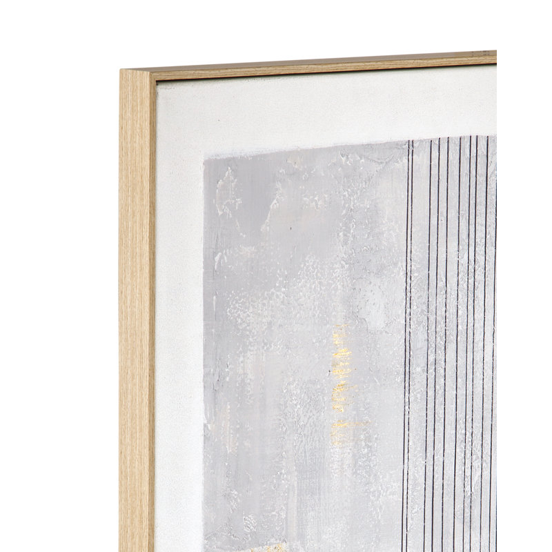 Razi Set of 3 Minimalist Neutral Canvas Wall Art with Light Wood Frames