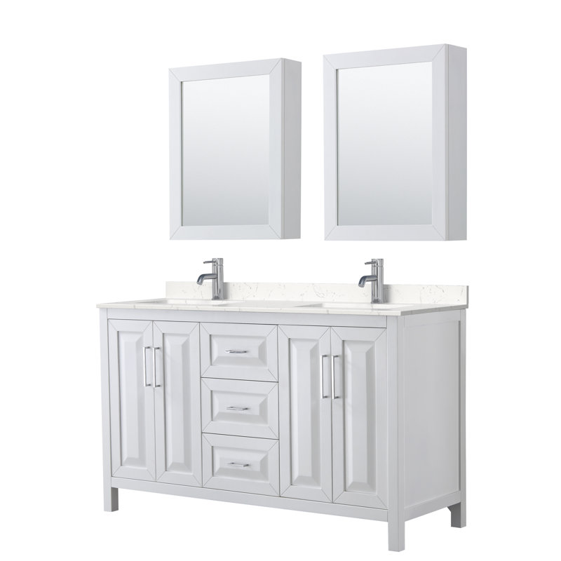 Daria 60'' W Double Vanity, White, Polished Chrome
