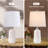 Ceramic Table Lamps Set Of 2, Minimalist White Bedside Lamps With Linen Barrel Shades For Bedroom, Living Room, Nightstand, UL Listed