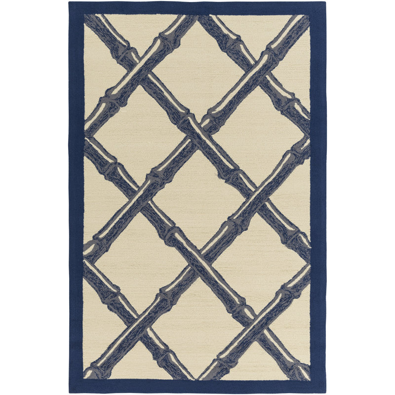 Tapis intérieur / extérieur cobalt / ivoire Colmars, Rectangle 8 pi x 10 pi