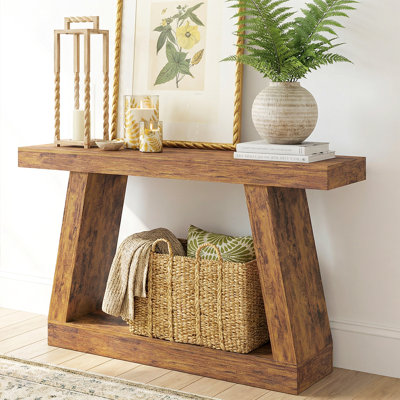 Console de 42 po, table d'entrée à 2 niveaux avec rangement pour couloir, salon, canapé derrière
