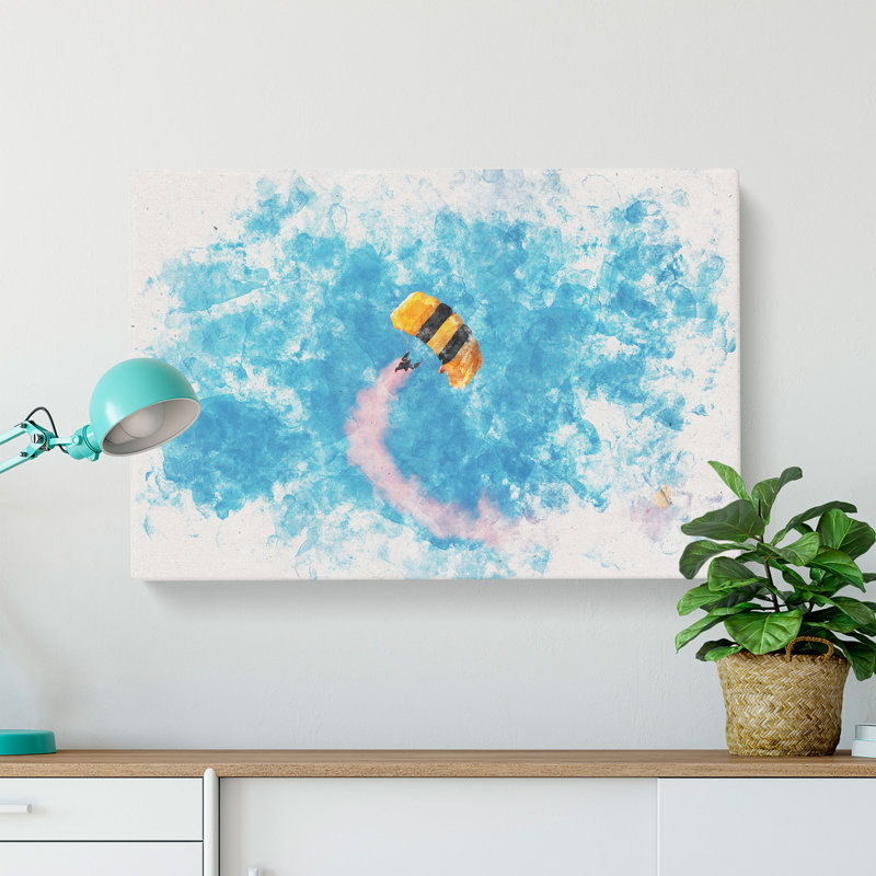 Skydiving Watercolour - Wrapped Canvas, 50cm H x 76cm W x 3cm D