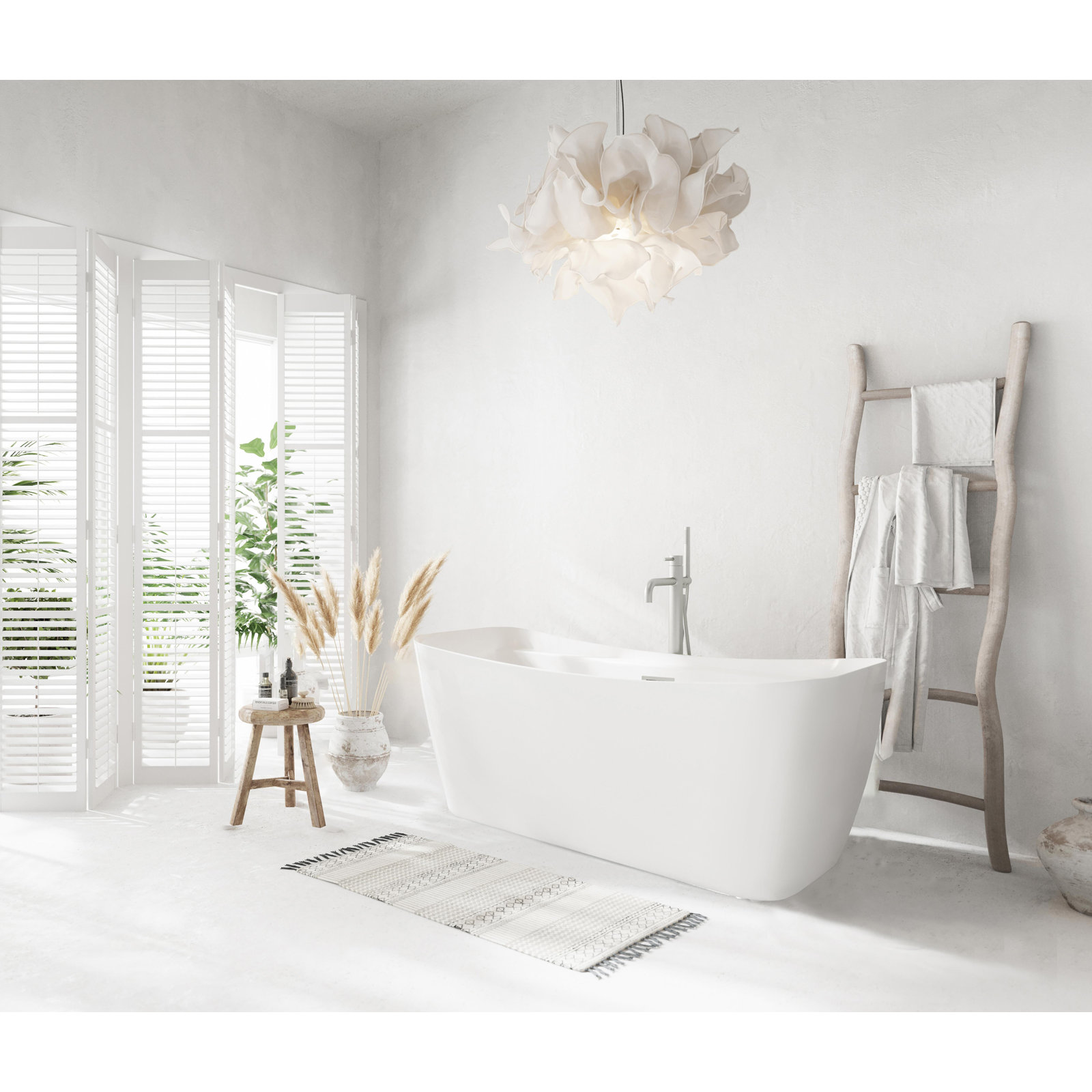 Dezra 59'' Soaking Bathtub, Brushed Nickel