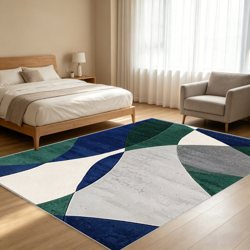 Blue Green   area rugs for Living Room, Soft and Comfortable, Suitable for all seasons, easy to maintain, machine washable Indoor floor mat, Under Table Farmhouse suitable for Bedroom, Dining Room, Study,  Balcony, Home Decor Patio