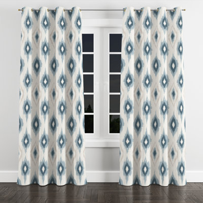 Modern Curtains for bedroom - Grey Calm Diamond Ikat Grommet Curtain - 1 Panel