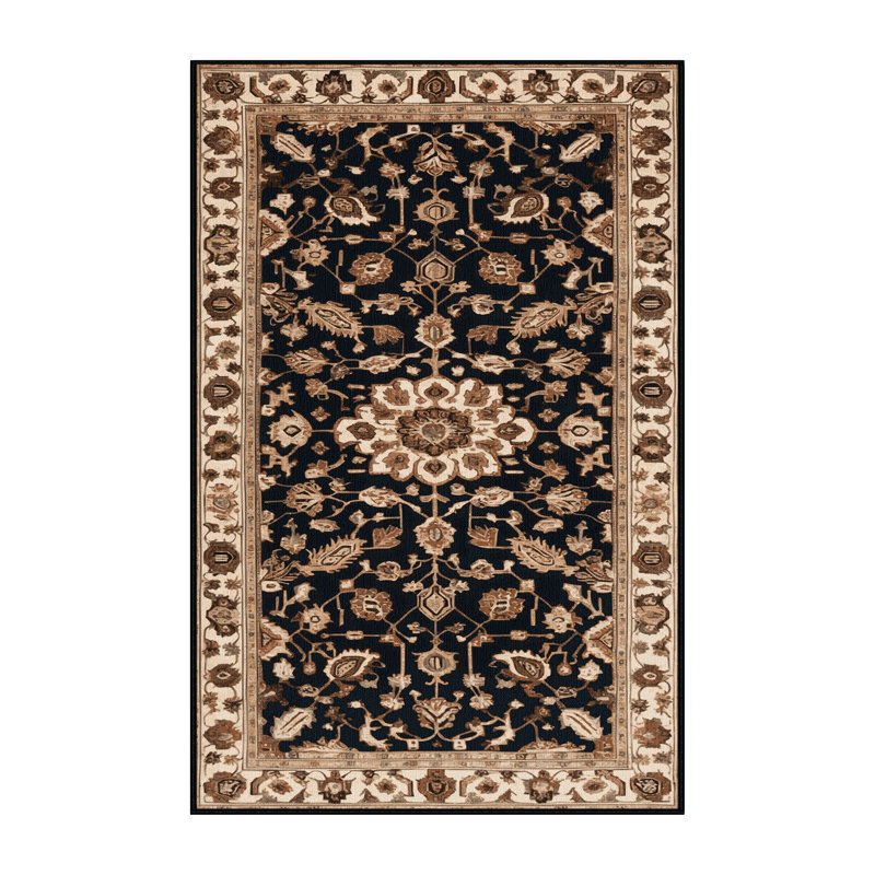 Machine Washable Turkish Brown Area Rug, Rectangle 5' x 7'