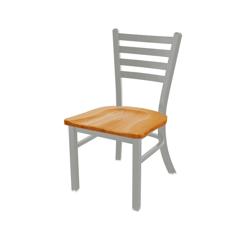 Jackie Side Chair, Anodized Nickel, Wood-Medium Oak