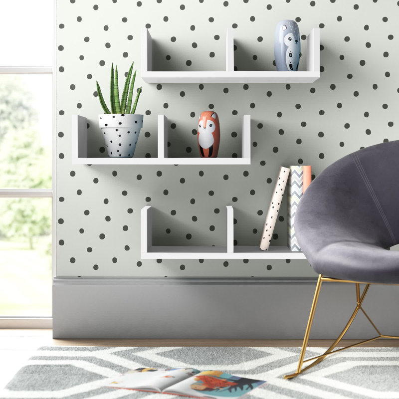 3 Piece Square Floating Shelf, White