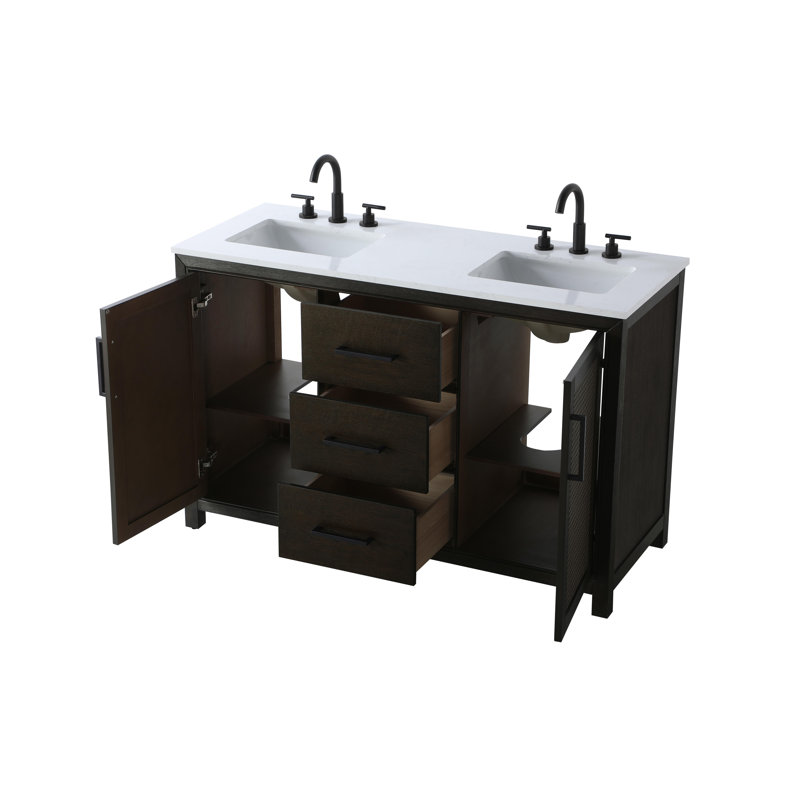 54 inch Double Bathroom Vanity, Chocolate Oak