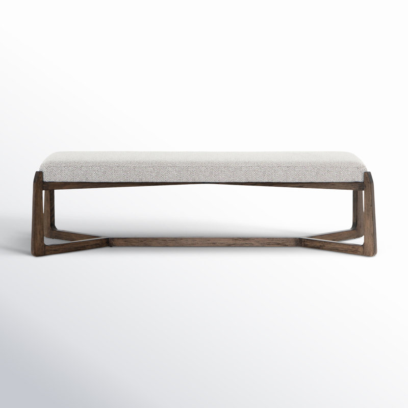 Gerardo Upholstered Bench, Brunswick Pebble, Vintage Sienna Beech