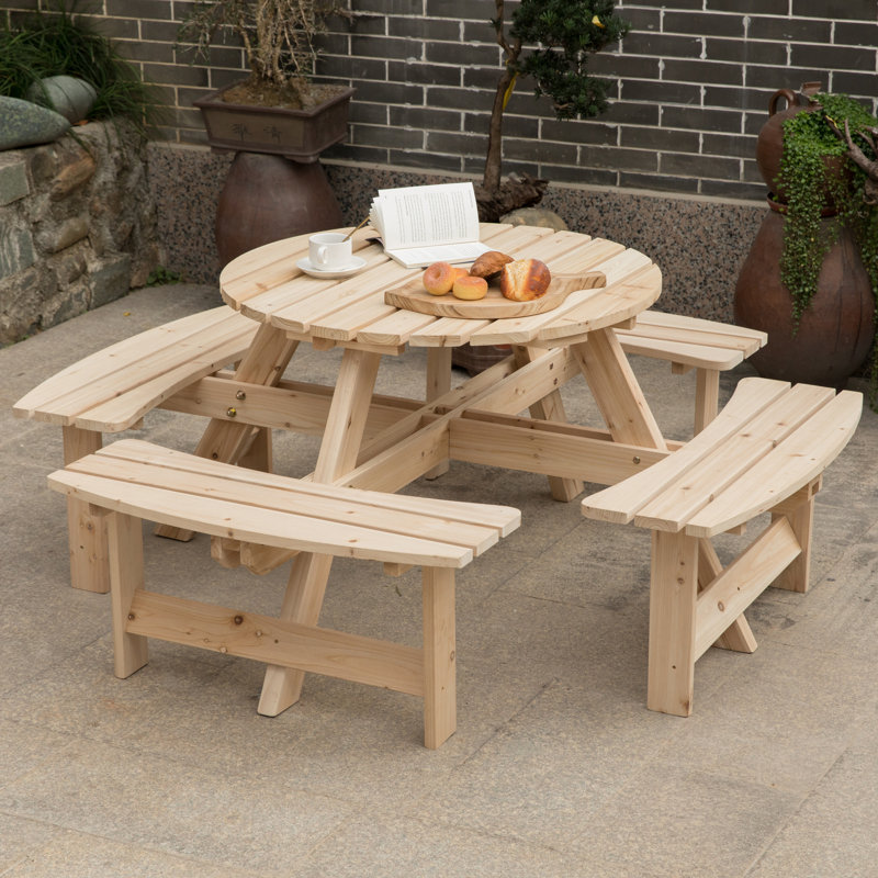 Table de pique-nique ronde pour 8 personnes de 65 po Arlynda, Naturel