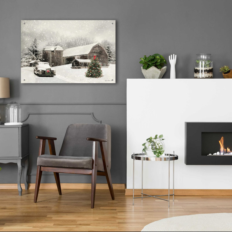 «Farmhouse Christmas» par Lori Deiter, art mural en verre acrylique, H 24 po x l 36 po x P 0,2 po