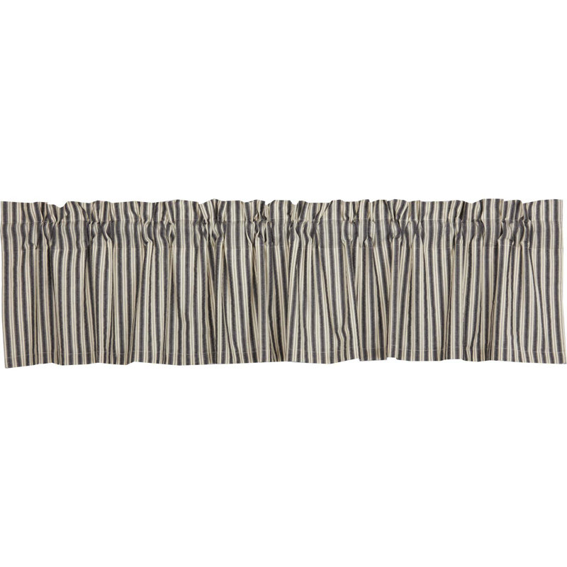 Cantonnière Ashmont rayée en coton gris anthracite, L 72 po x L 16 po