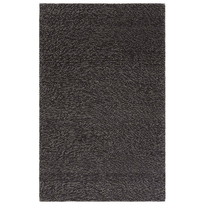 Natura 425 Handwoven Wool/Cotton/Polyester No Pattern Indoor Use Only Rug in Black/Gray, Rectangle 3' x 5'